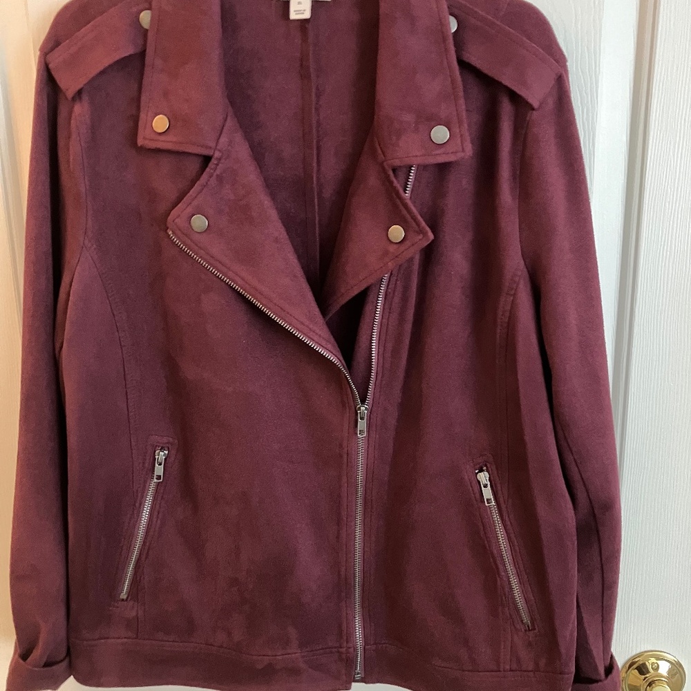 jacket, Misses XL faux leather, maroon, Style & Co